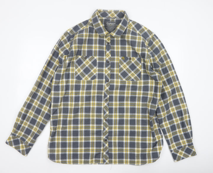 Craghoppers Men's Blue Check Flannel Long Sleeve Button-Up Shirt XL