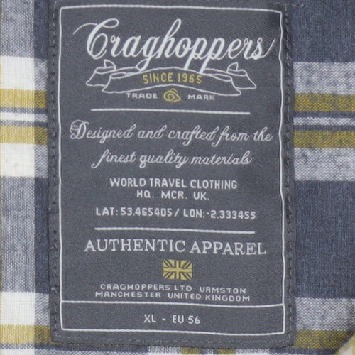 Craghoppers Men's Blue Check Flannel Long Sleeve Button-Up Shirt XL
