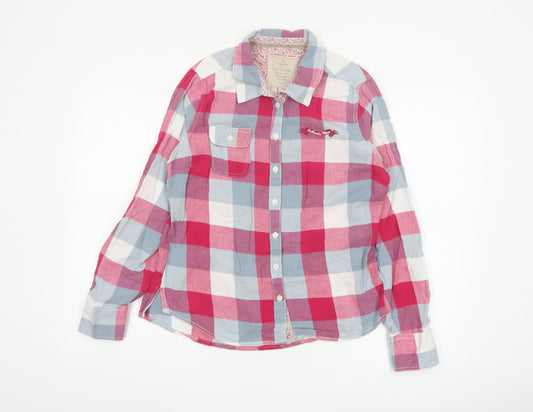 Next Women Red Check Long Sleeve Cotton Button-Up Shirt Size 14