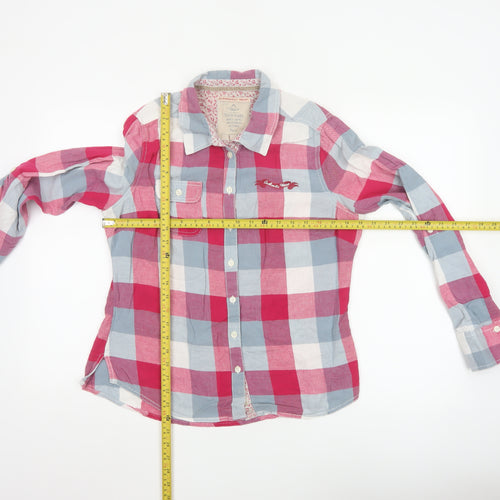 Next Women Red Check Long Sleeve Cotton Button-Up Shirt Size 14