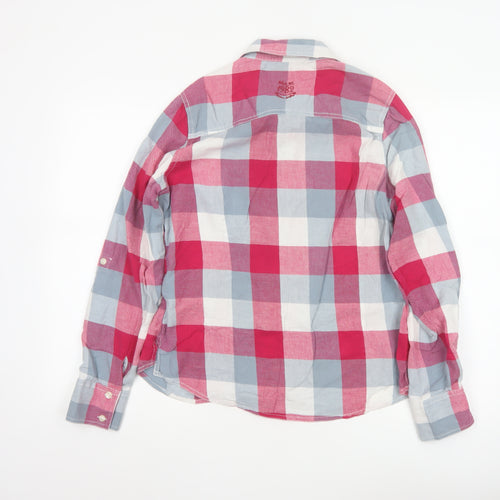 Next Women Red Check Long Sleeve Cotton Button-Up Shirt Size 14