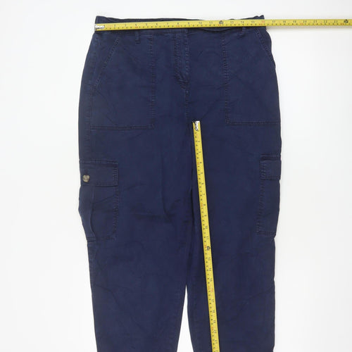 Marks and Spencer Women's Blue Cargo Trousers Size 14 Lyocell Blend