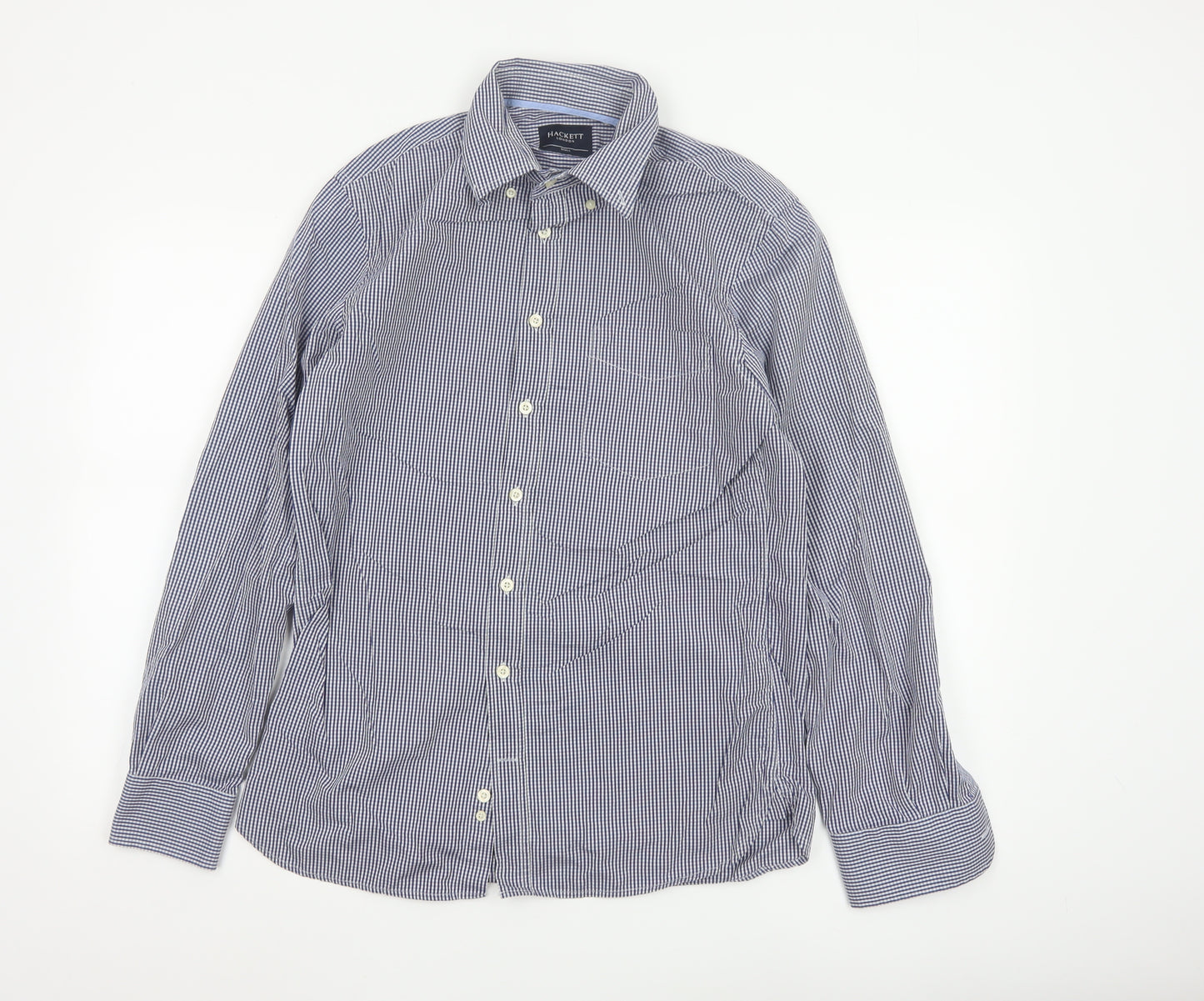 Hackett London Men's Blue Check Slim Fit Long Sleeve Shirt Size S