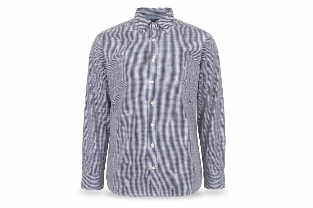 Hackett London Men's Blue Check Slim Fit Long Sleeve Shirt Size S