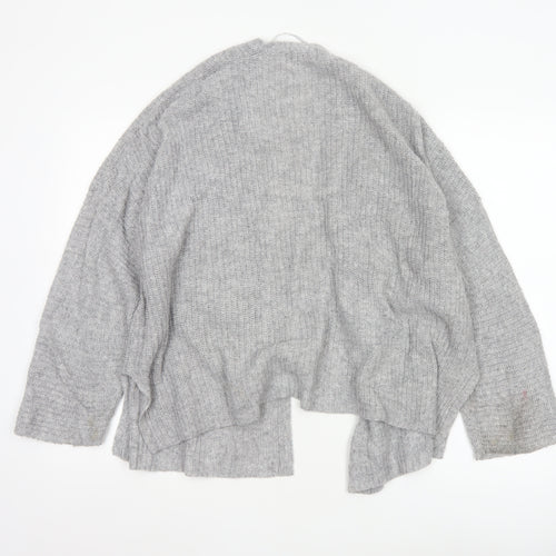 Pull & Bear Women Grey Chunky Knit Open Cardigan Size 12
