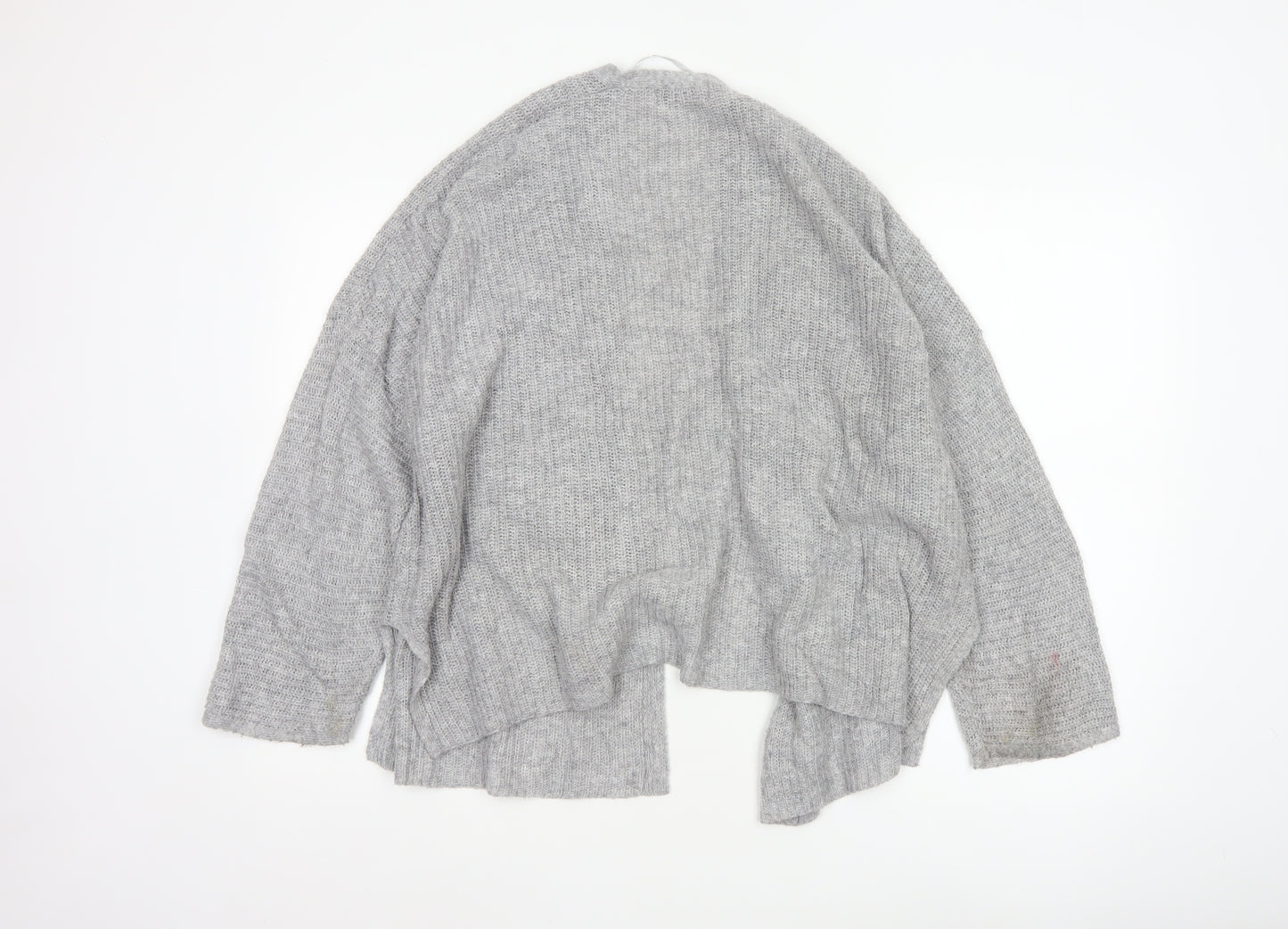 Pull & Bear Women Grey Chunky Knit Open Cardigan Size 12