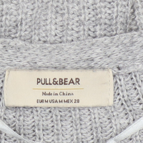 Pull & Bear Women Grey Chunky Knit Open Cardigan Size 12