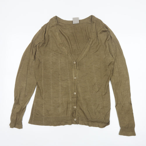 Poetry Women's Brown Silk V-Neck Cardigan UK 16 Lightweight Knit