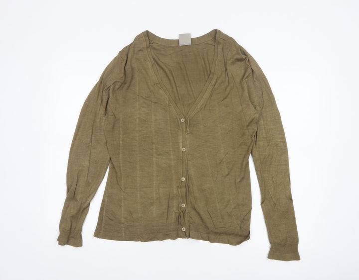 Poetry Women's Brown Silk V-Neck Cardigan UK 16 Lightweight Knit