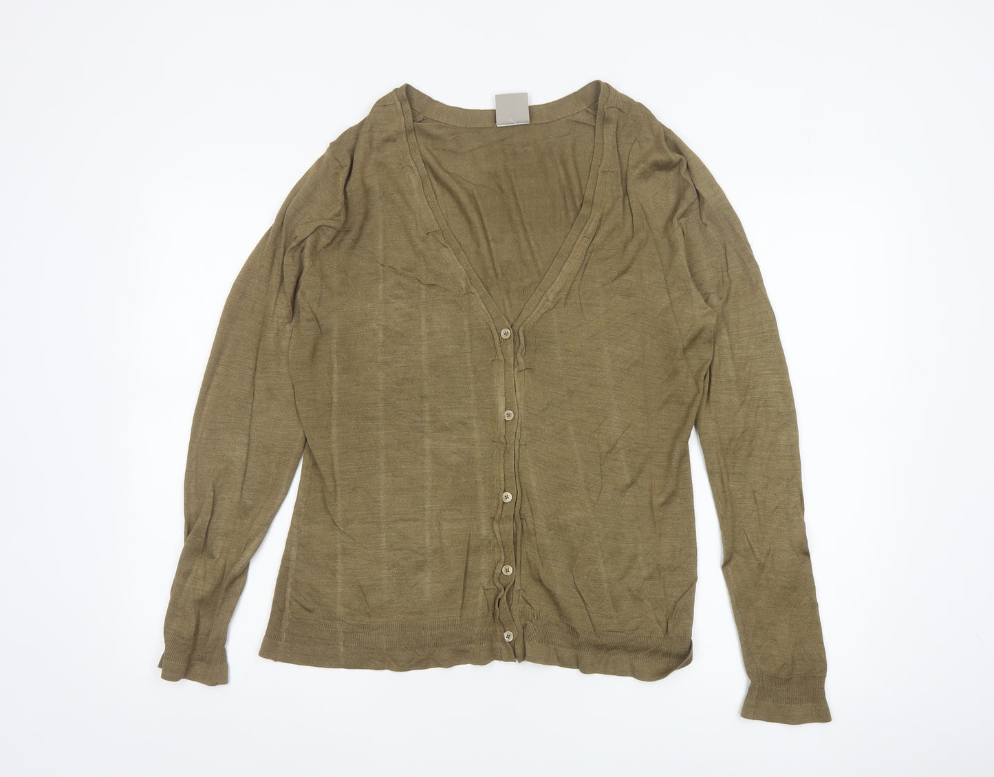 Poetry Women's Brown Silk V-Neck Cardigan UK 16 Lightweight Knit