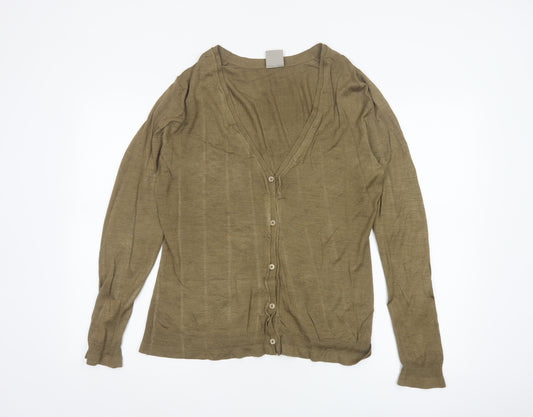 Poetry Women's Brown Silk V-Neck Cardigan UK 16 Lightweight Knit