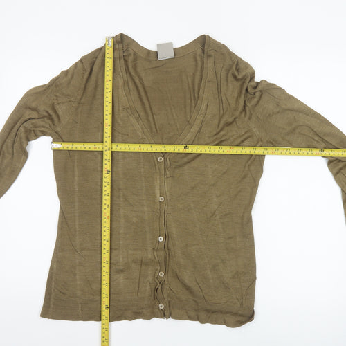 Poetry Women's Brown Silk V-Neck Cardigan UK 16 Lightweight Knit