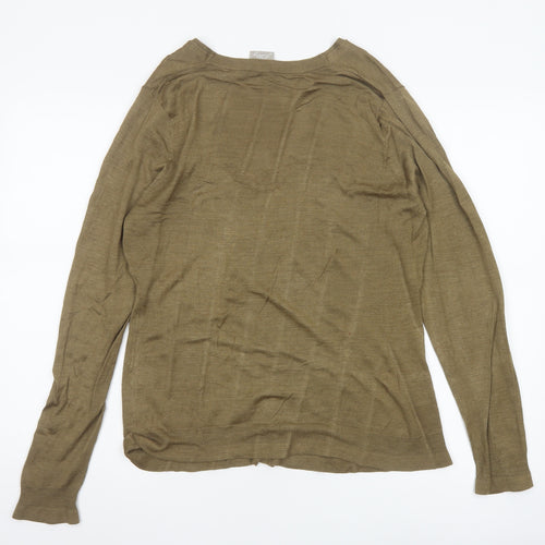 Poetry Women's Brown Silk V-Neck Cardigan UK 16 Lightweight Knit