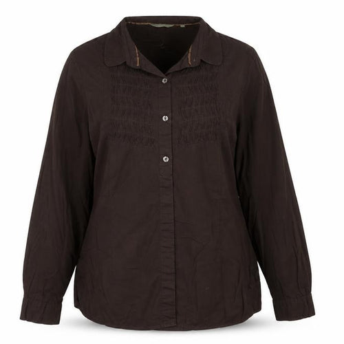 Hawkshead Women Brown Cotton Long Sleeve Button-Up Shirt Size 18