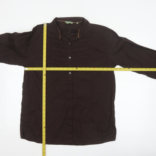 Hawkshead Women Brown Cotton Long Sleeve Button-Up Shirt Size 18