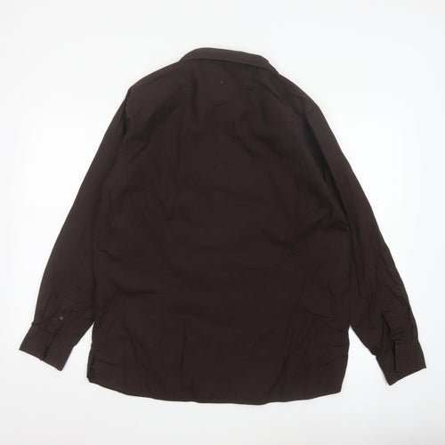Hawkshead Women Brown Cotton Long Sleeve Button-Up Shirt Size 18