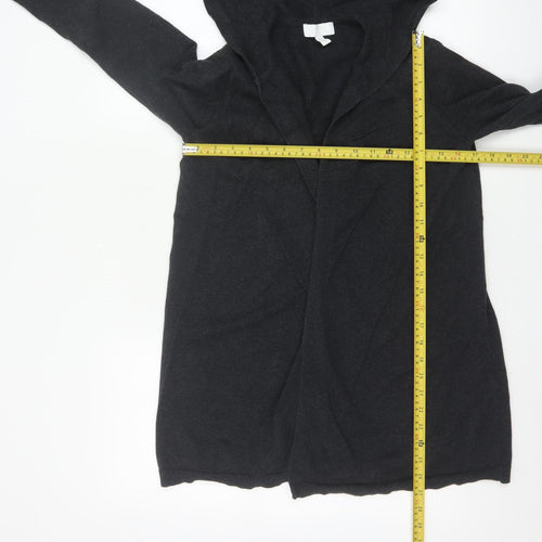 The White Company Women Black Cotton Hooded Long Sleeve Cardigan Size 12
