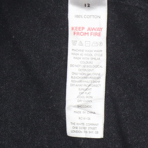 The White Company Women Black Cotton Hooded Long Sleeve Cardigan Size 12