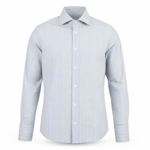 Jasper Conran Men's Blue Striped Cotton Long Sleeve Shirt 15in