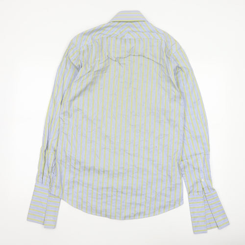 Jasper Conran Men's Blue Striped Cotton Long Sleeve Shirt 15in