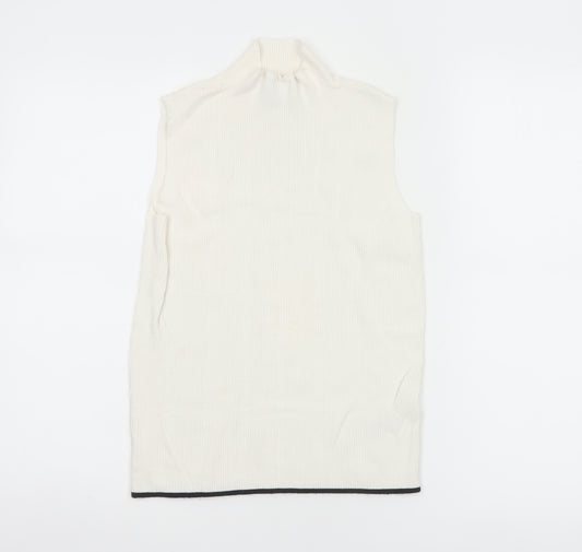 Marks and Spencer Women Ivory Roll Neck Sleeveless Knit Top Size 12