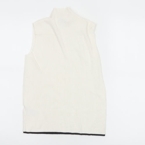 Marks and Spencer Women Ivory Roll Neck Sleeveless Knit Top Size 12