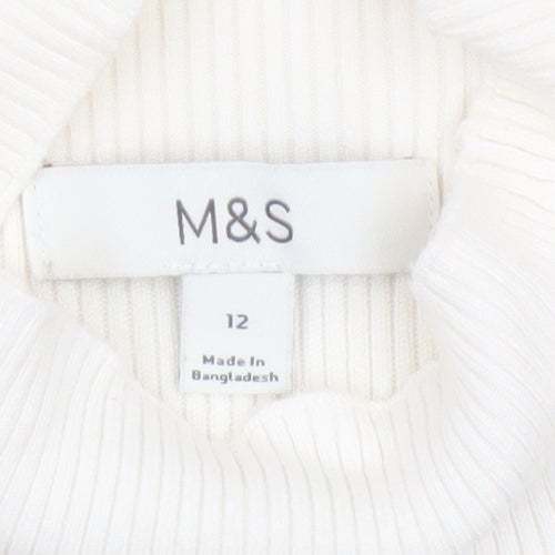 Marks and Spencer Women Ivory Roll Neck Sleeveless Knit Top Size 12