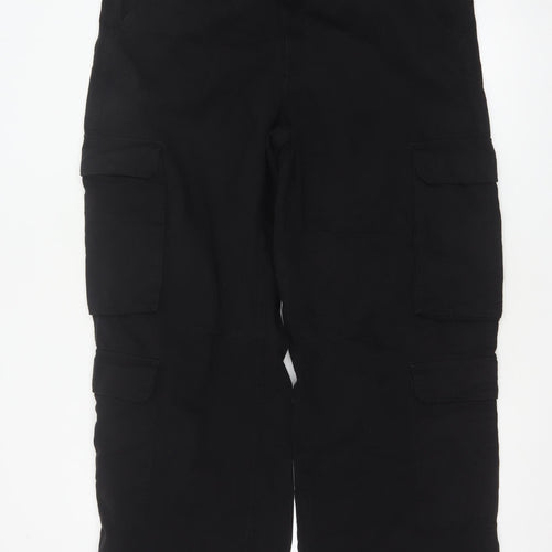Bershka Women’s Black Cargo Trousers Size 16 Cotton Casual Utility