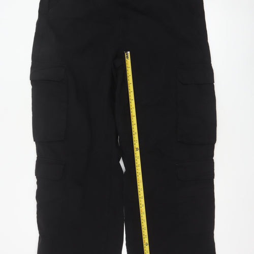 Bershka Women’s Black Cargo Trousers Size 16 Cotton Casual Utility