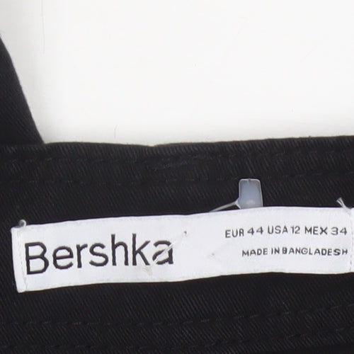 Bershka Women’s Black Cargo Trousers Size 16 Cotton Casual Utility