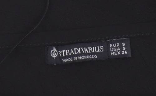 Stradivarius Women's Black One Shoulder Cropped Long Sleeve Top Size S