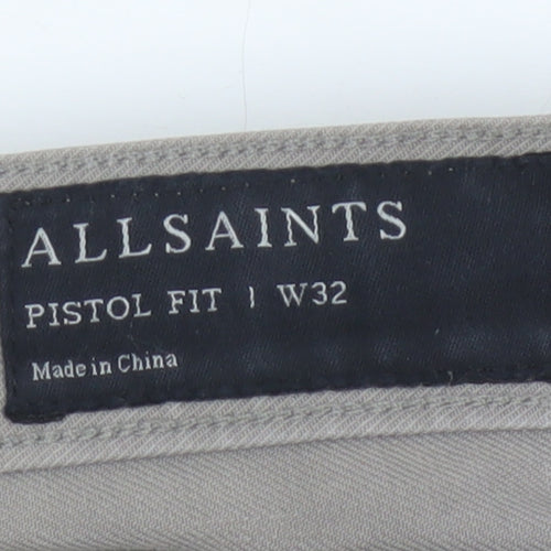 AllSaints Men's Beige Slim Fit Chino Trousers W32