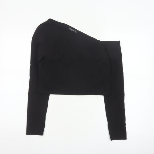 Stradivarius Women Black One Shoulder Cropped Top Size 12