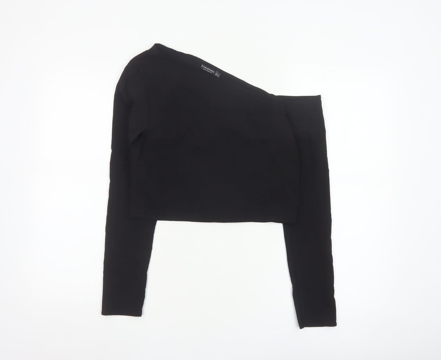 Stradivarius Women Black One Shoulder Cropped Top Size 12