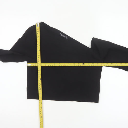Stradivarius Women Black One Shoulder Cropped Top Size 12