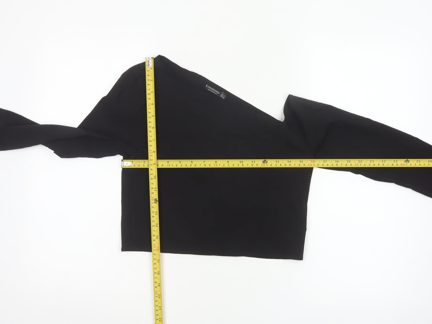 Stradivarius Women Black One Shoulder Cropped Top Size 12