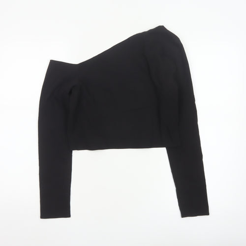 Stradivarius Women Black One Shoulder Cropped Top Size 12