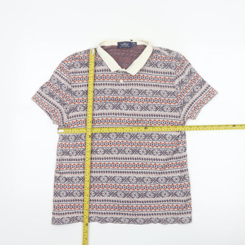 Topman Men's Multicoloured Geometric Cotton Polo Shirt Size M