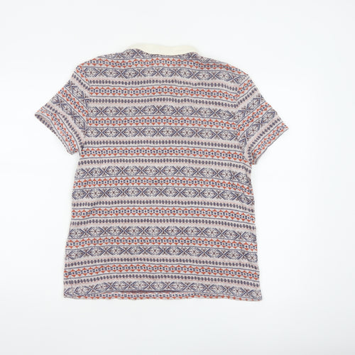 Topman Men's Multicoloured Geometric Cotton Polo Shirt Size M