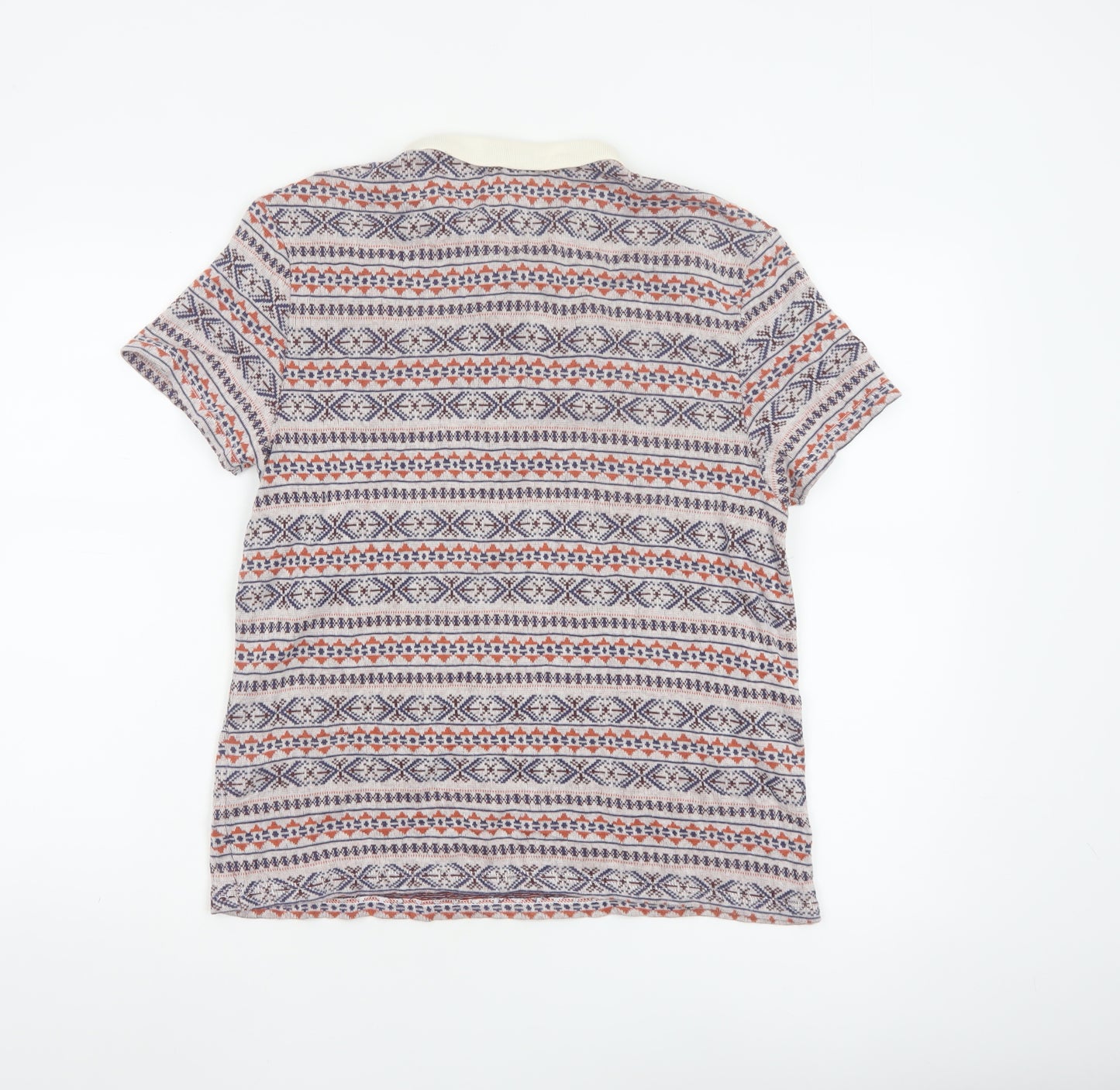 Topman Men's Multicoloured Geometric Cotton Polo Shirt Size M
