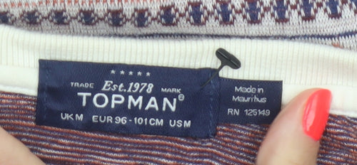 Topman Men's Multicoloured Geometric Cotton Polo Shirt Size M
