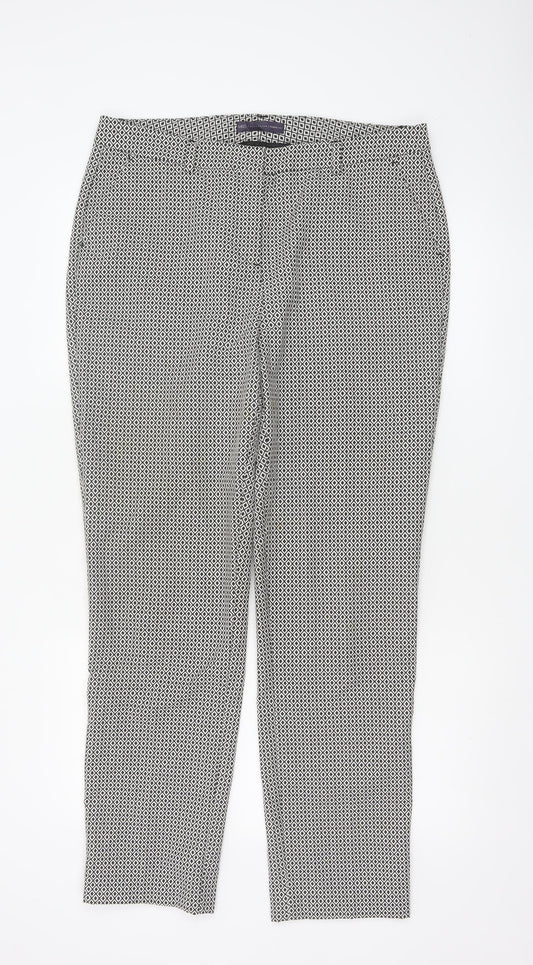 Marks and Spencer Women's Black Mix Geometric Trousers UK 14 Long