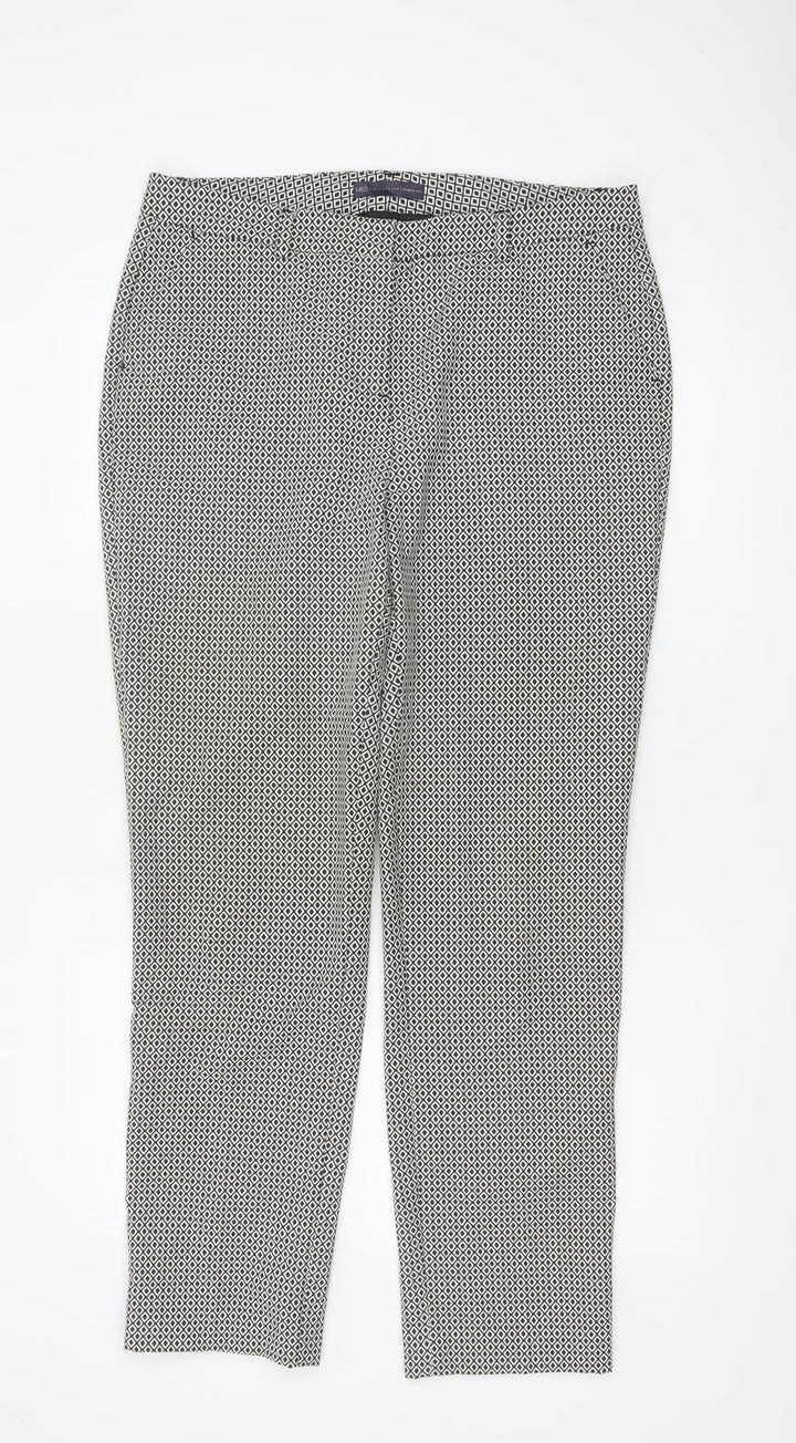 Marks and Spencer Women's Black Mix Geometric Trousers UK 14 Long