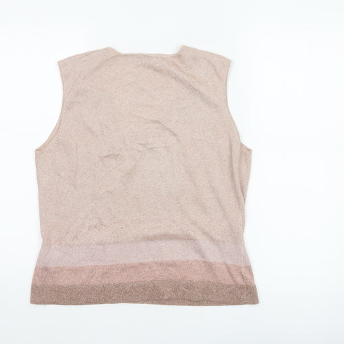 Precis Petite Women Beige L Knit V-Neck Sleeveless Camisole Top