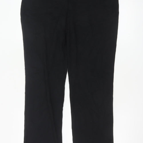 Marks and Spencer Womens Black Size 12 Straight Leg Stretch Trousers