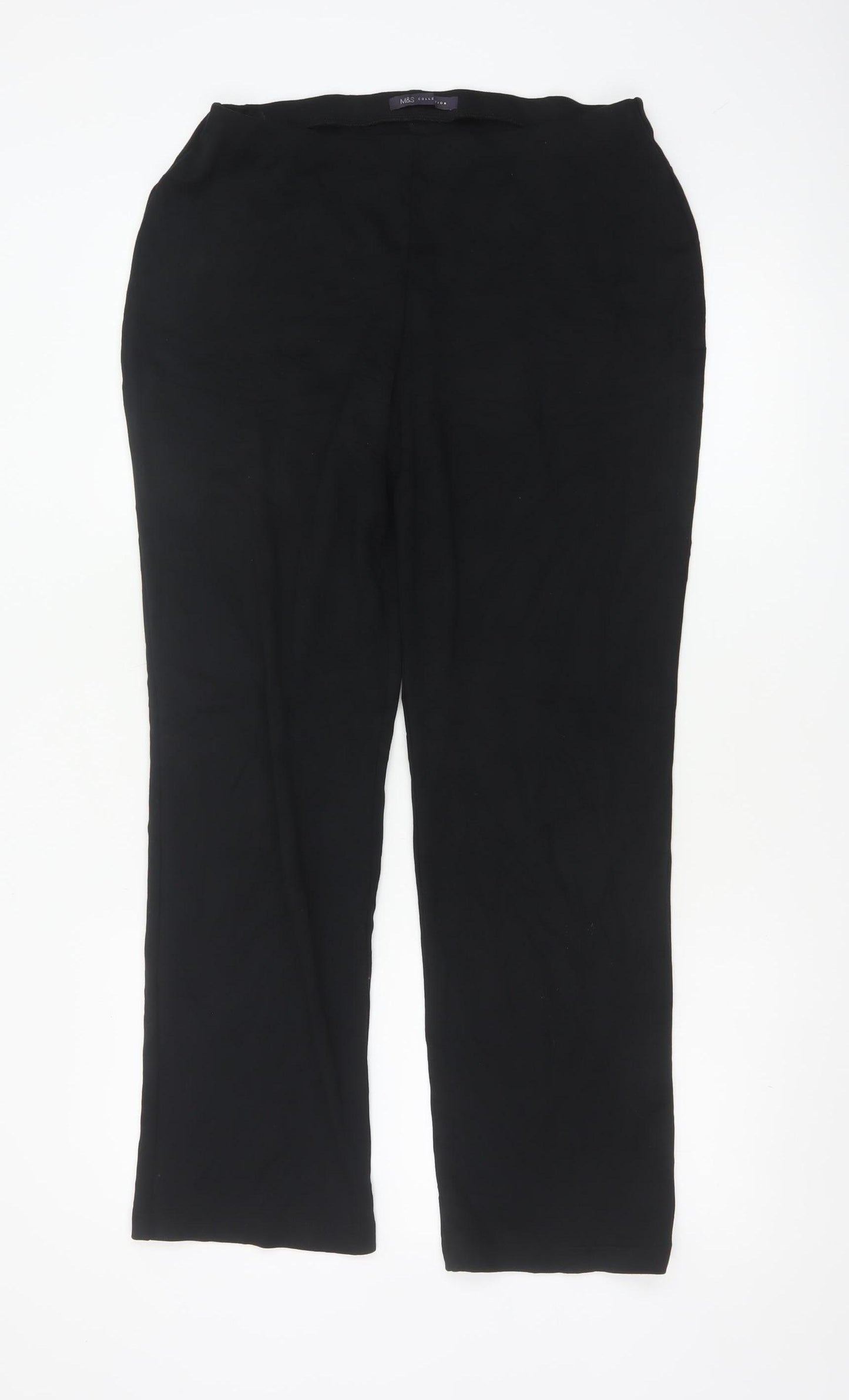Marks and Spencer Womens Black Size 12 Straight Leg Stretch Trousers
