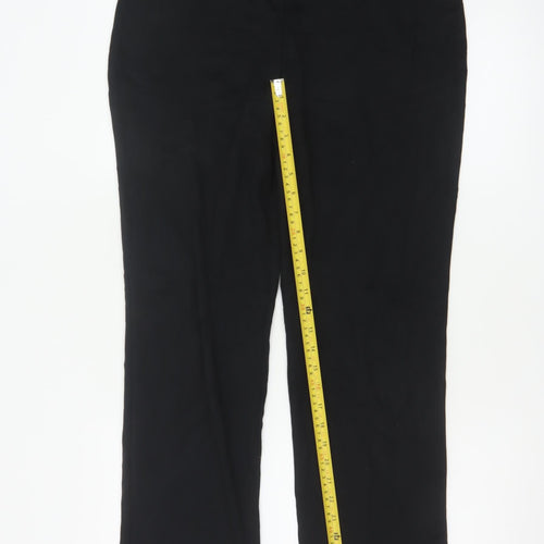 Marks and Spencer Womens Black Size 12 Straight Leg Stretch Trousers