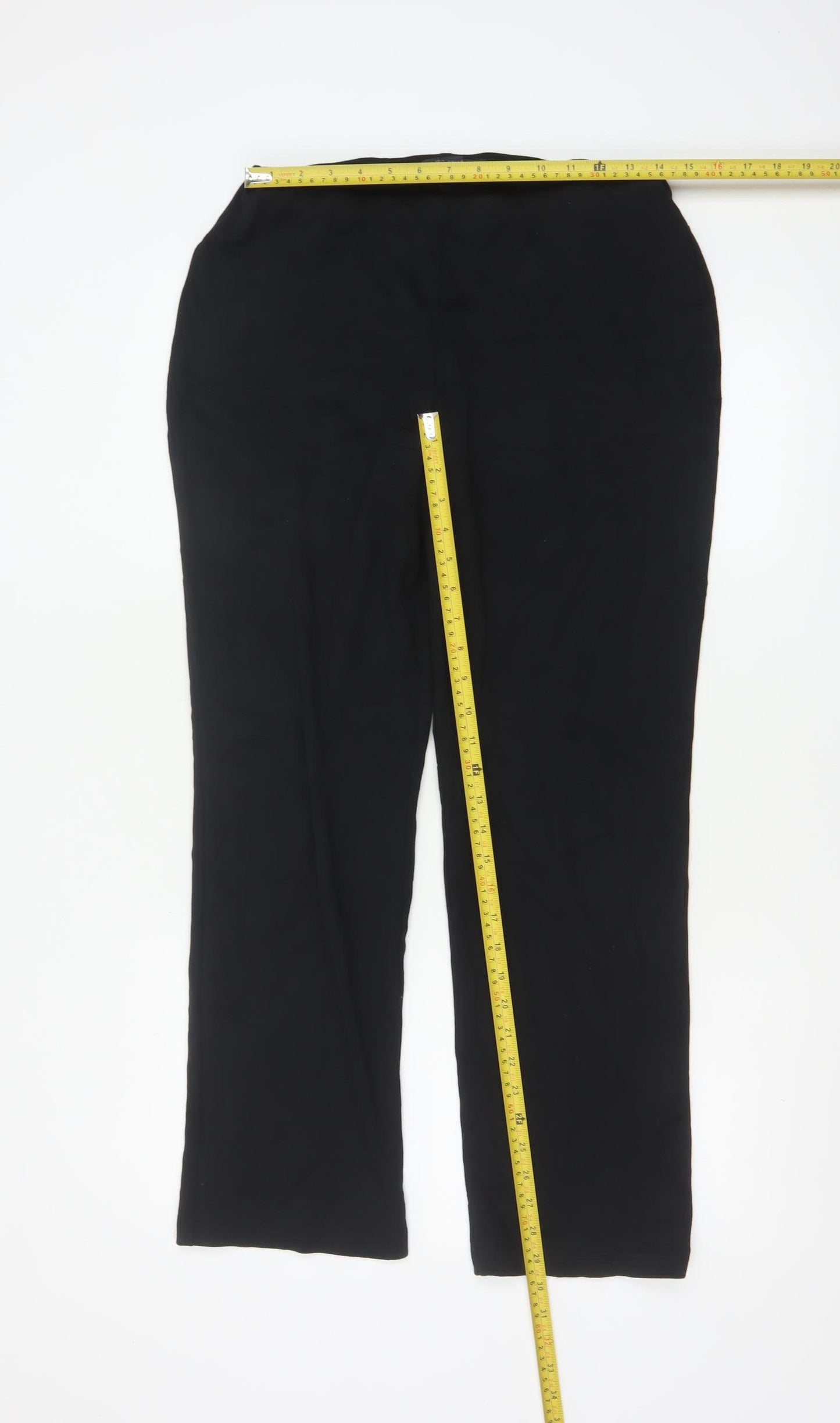 Marks and Spencer Womens Black Size 12 Straight Leg Stretch Trousers