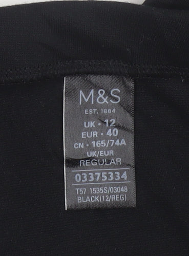 Marks and Spencer Womens Black Size 12 Straight Leg Stretch Trousers