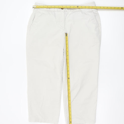 Lands' End Women Beige Cropped Chino Trousers UK 14 Cotton Blend